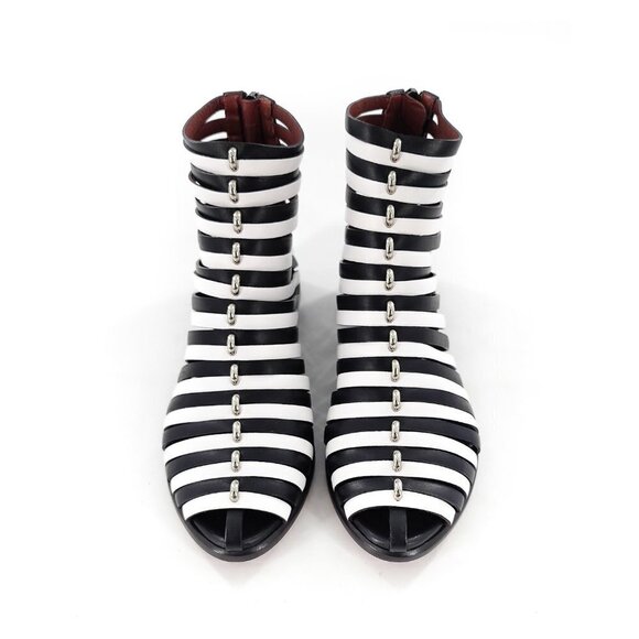 MISSONI Strappy Black White Leather Flat Sandals New Floor Model - Picture 3 of 10